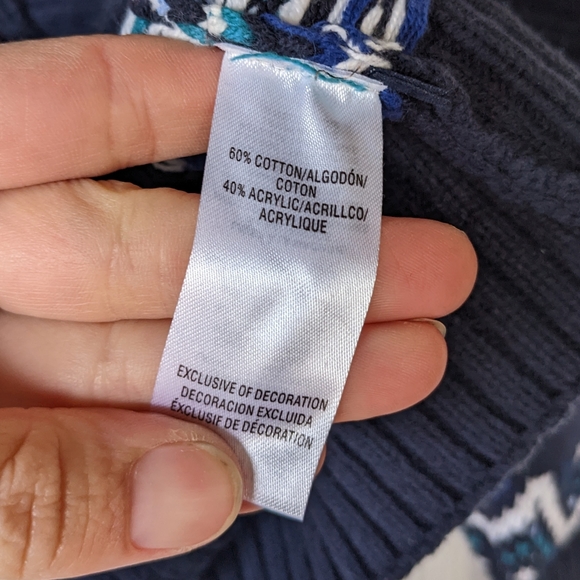 KITESTRINGS kids blue fair isle shawl collar cardigan sweater toggle button - Picture 7 of 11